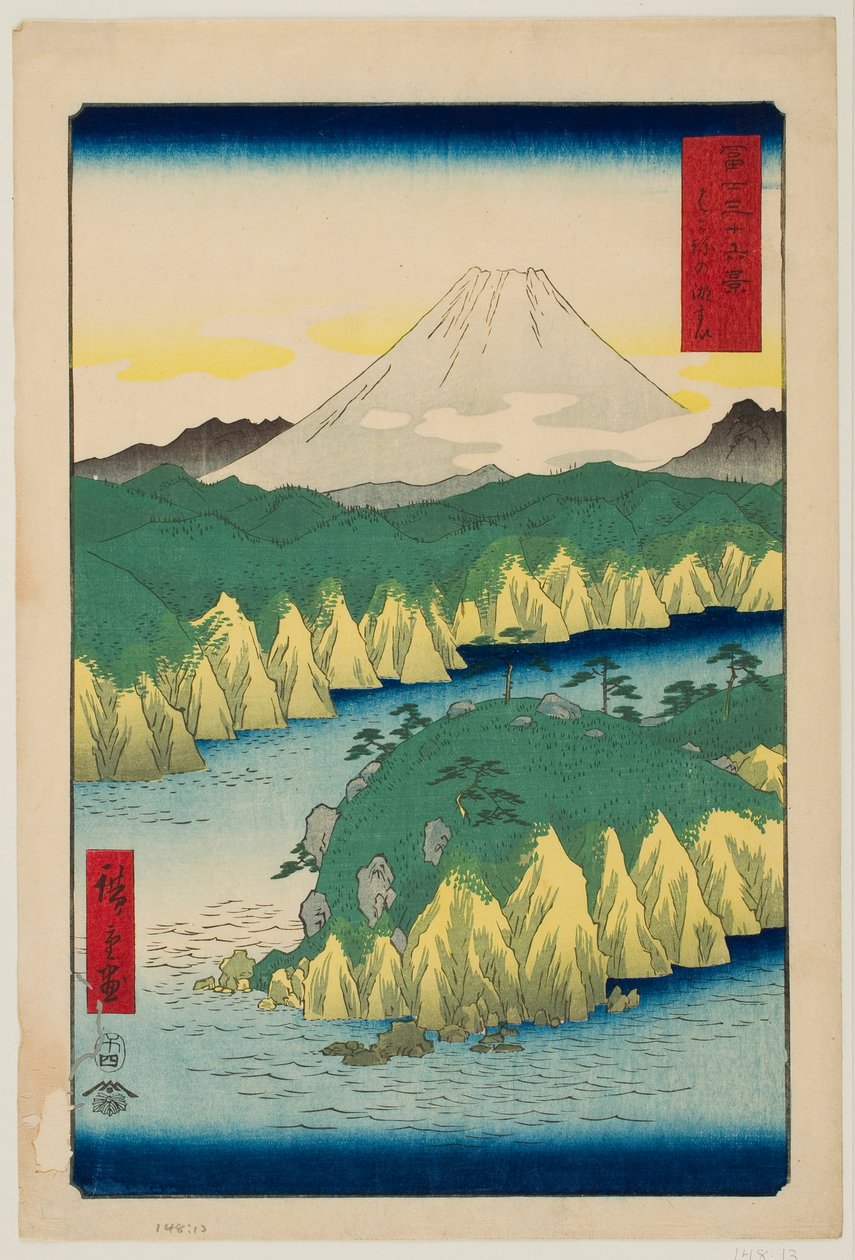 Het meer bij Hakone, uit de serie „Zesendertig gezichten op de berg Fuji“ door Utagawa Hiroshige