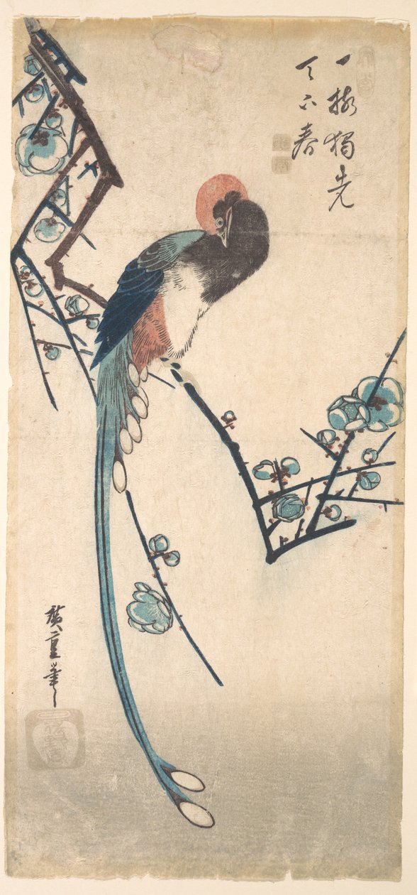 Vogel met lange staart door Utagawa Hiroshige