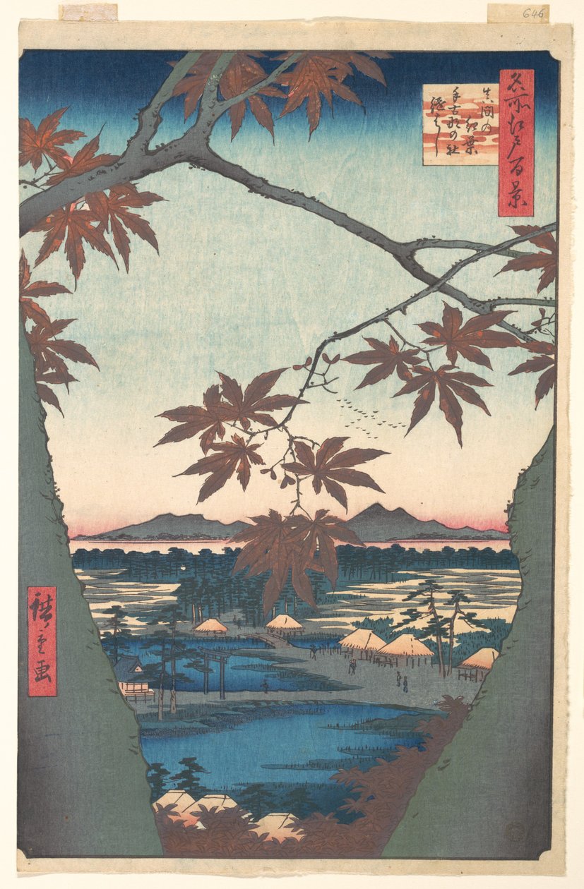 Esdoorns bij Mama, uit de serie ‘Honderd beroemde uitzichten op Edo’ door Utagawa Hiroshige