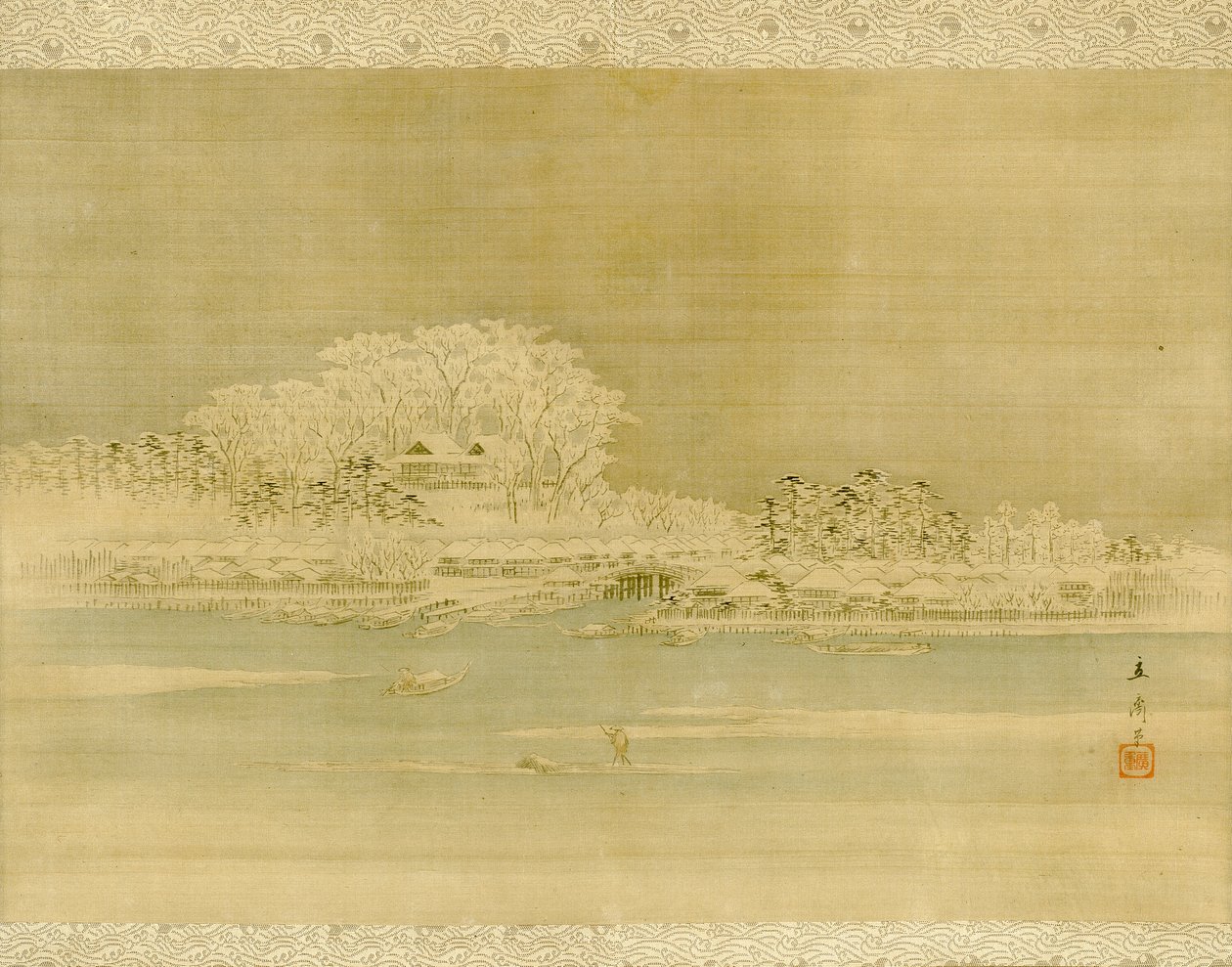 Matsuchiyama aan de Sumida-rivier door Utagawa Hiroshige