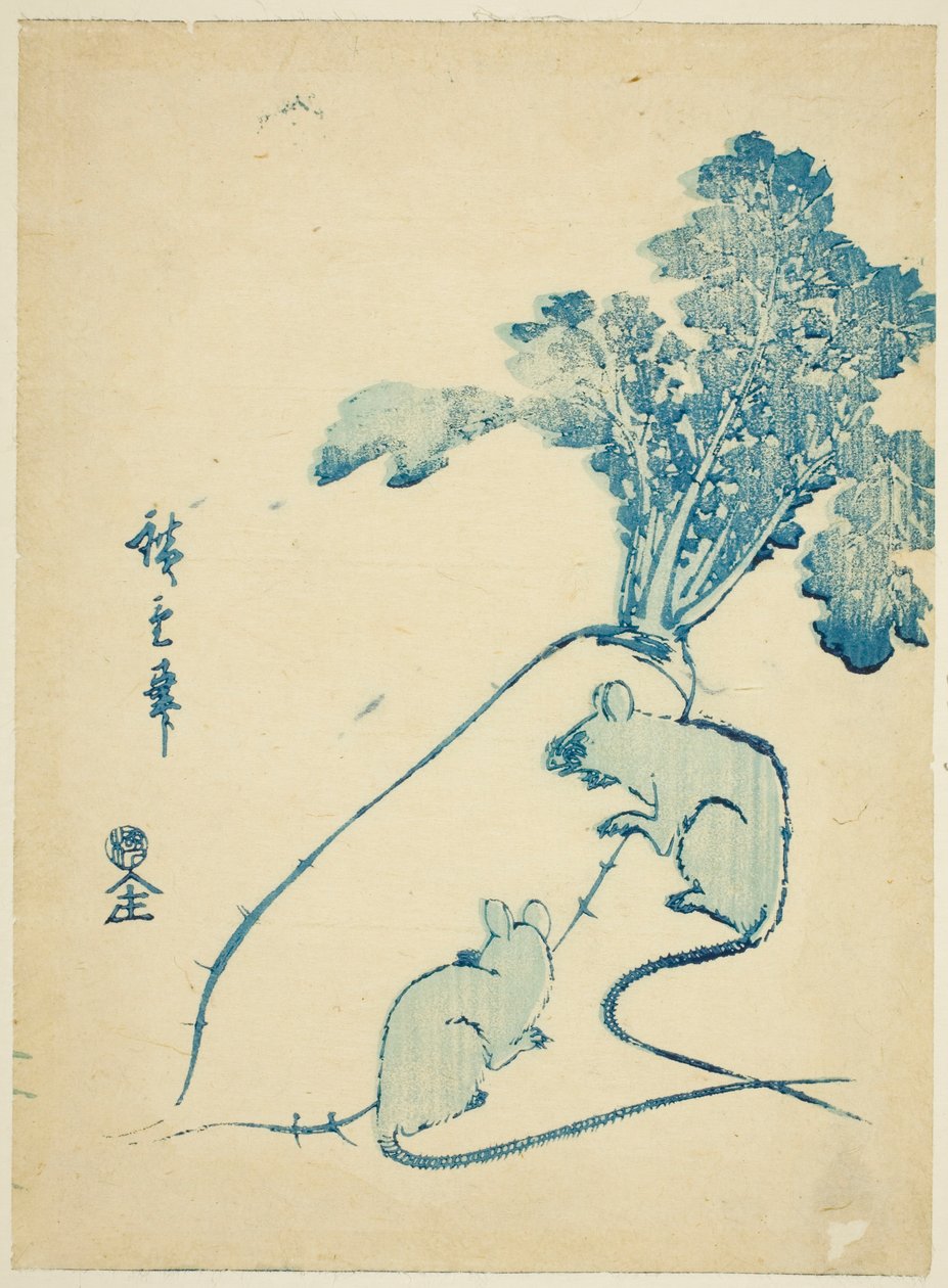 Muizen en radijs door Utagawa Hiroshige