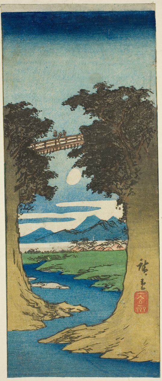 Apenbrug door Utagawa Hiroshige