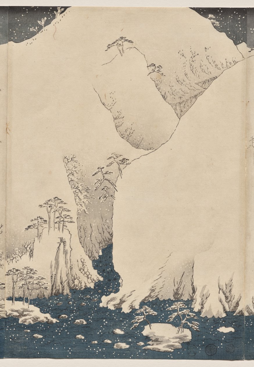 Berg en Rivier op de Kiso Weg door Utagawa Hiroshige