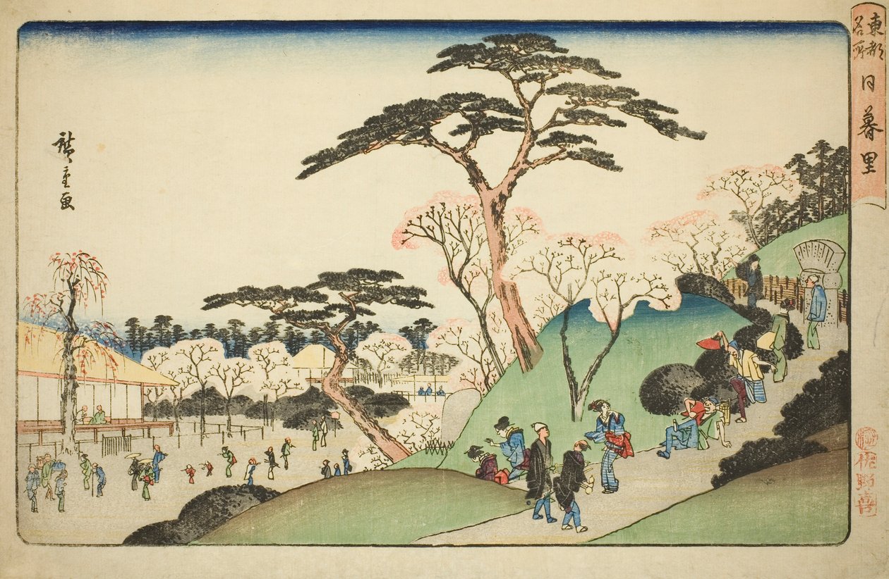 Nippori, uit de serie "Beroemde Plaatsen in de Oostelijke Hoofdstad (Toto meisho)" door Utagawa Hiroshige