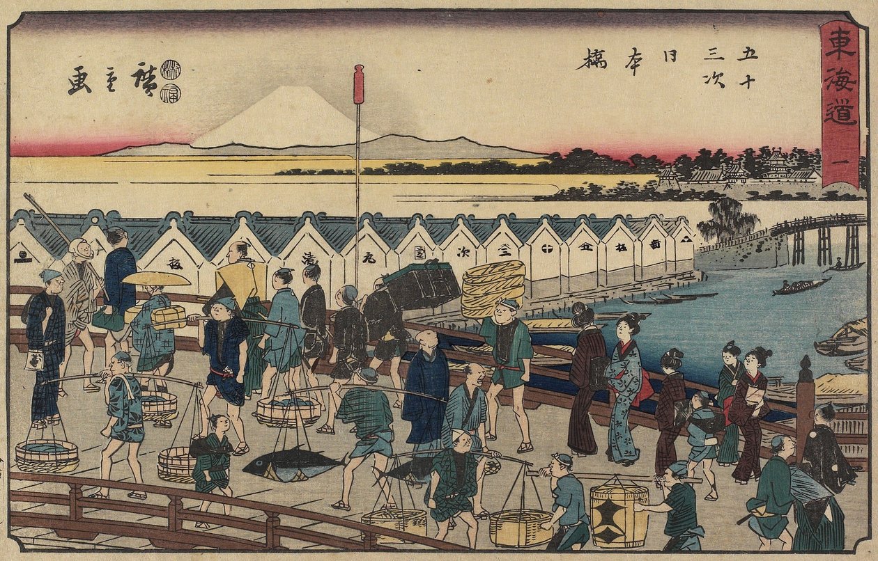 Nihonbashi-brug, 1847-1852 door Utagawa Hiroshige