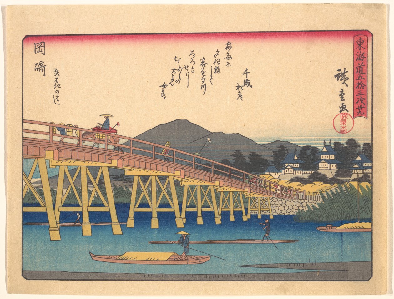 Okazaki, uit de serie De drieënvijftig stations van de Tōkaidō-weg door Utagawa Hiroshige