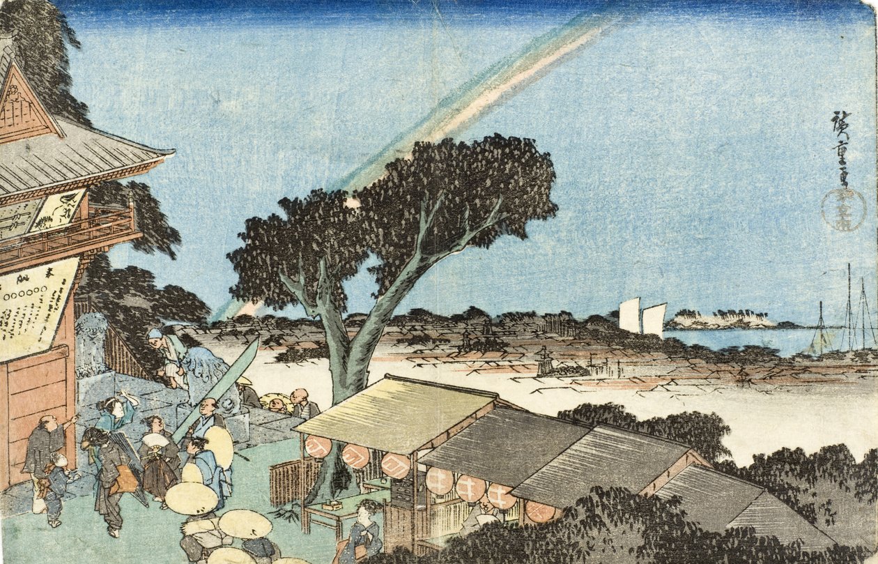 Op de top van de berg Atago in Shiba door Utagawa Hiroshige