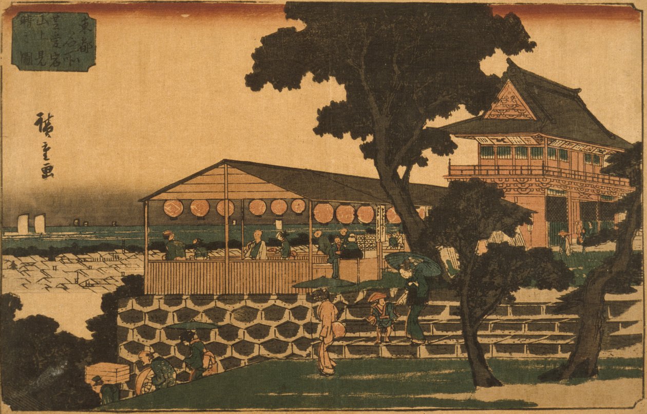 Restaurant met uitzicht op Tokio door Utagawa Hiroshige