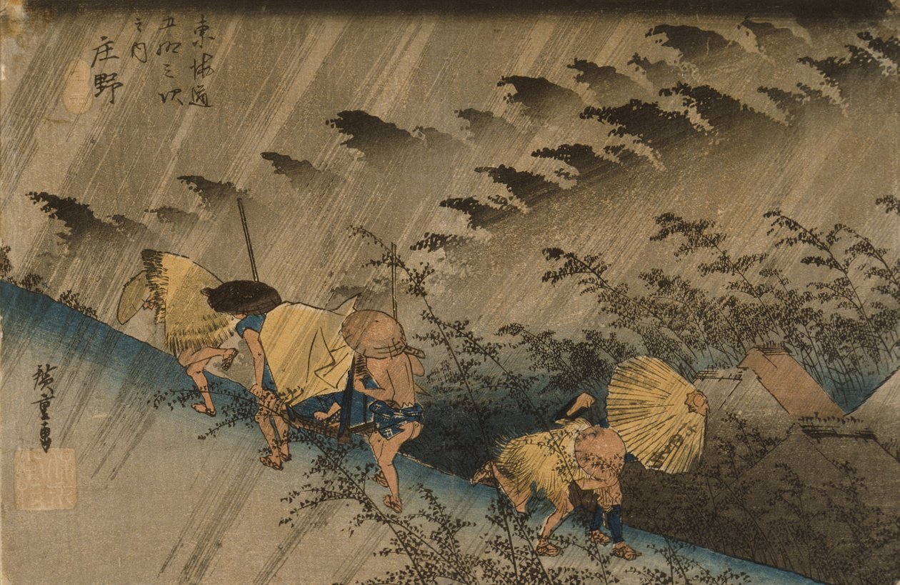 Shōno: Stortregen door Utagawa Hiroshige