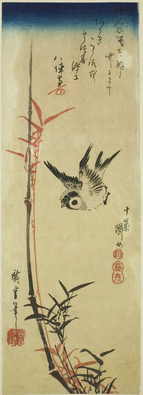 Mus en bamboe door Utagawa Hiroshige