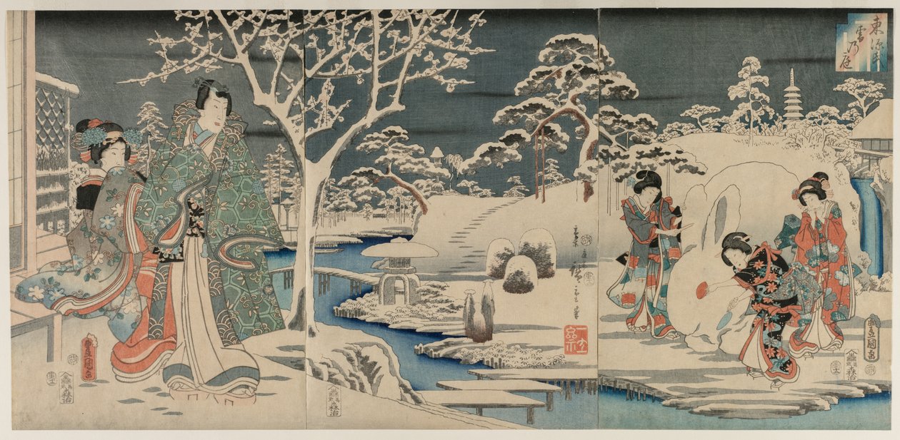 De Sneeuwtuin, 1854 door Utagawa Hiroshige