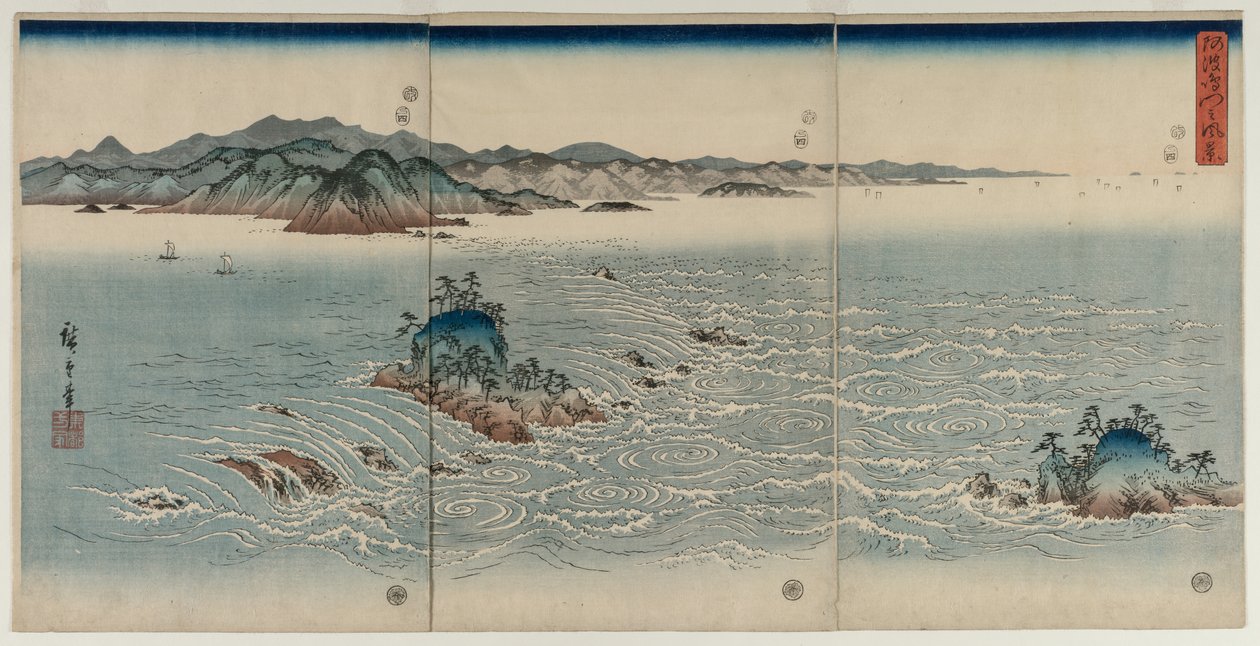 De Draaikolken van Awa door Utagawa Hiroshige