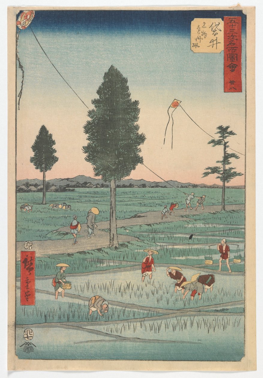 Achtentwintig, Fukuroi, Edo-periode, 1855 door Utagawa Hiroshige