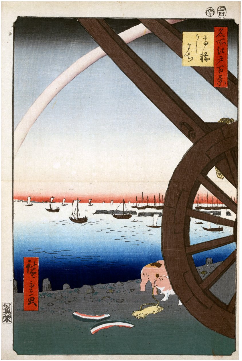 Ushimachi, Takanawa Honderd beroemde uitzichten van Edo, 1856-1858 door Utagawa Hiroshige