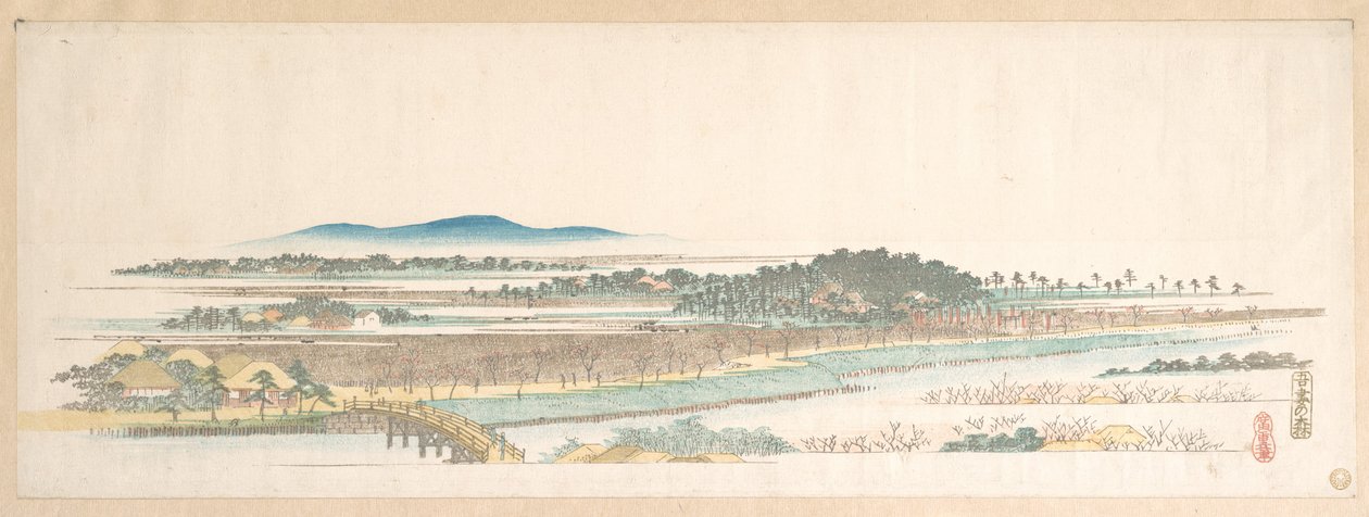 Uitzicht op het Azuma-bos door Utagawa Hiroshige