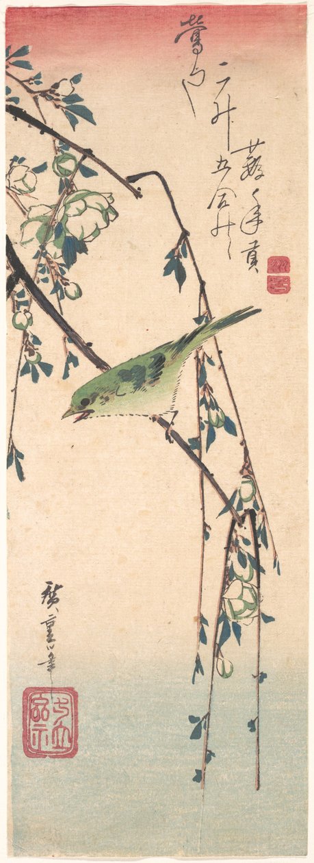 Zanger op een pruimentak door Utagawa Hiroshige