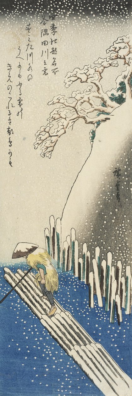 Winter: de Sumida-rivier in de sneeuw door Utagawa Hiroshige