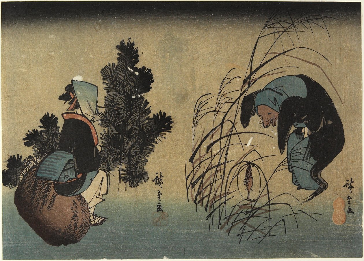 Vrouw en Das door Utagawa Hiroshige