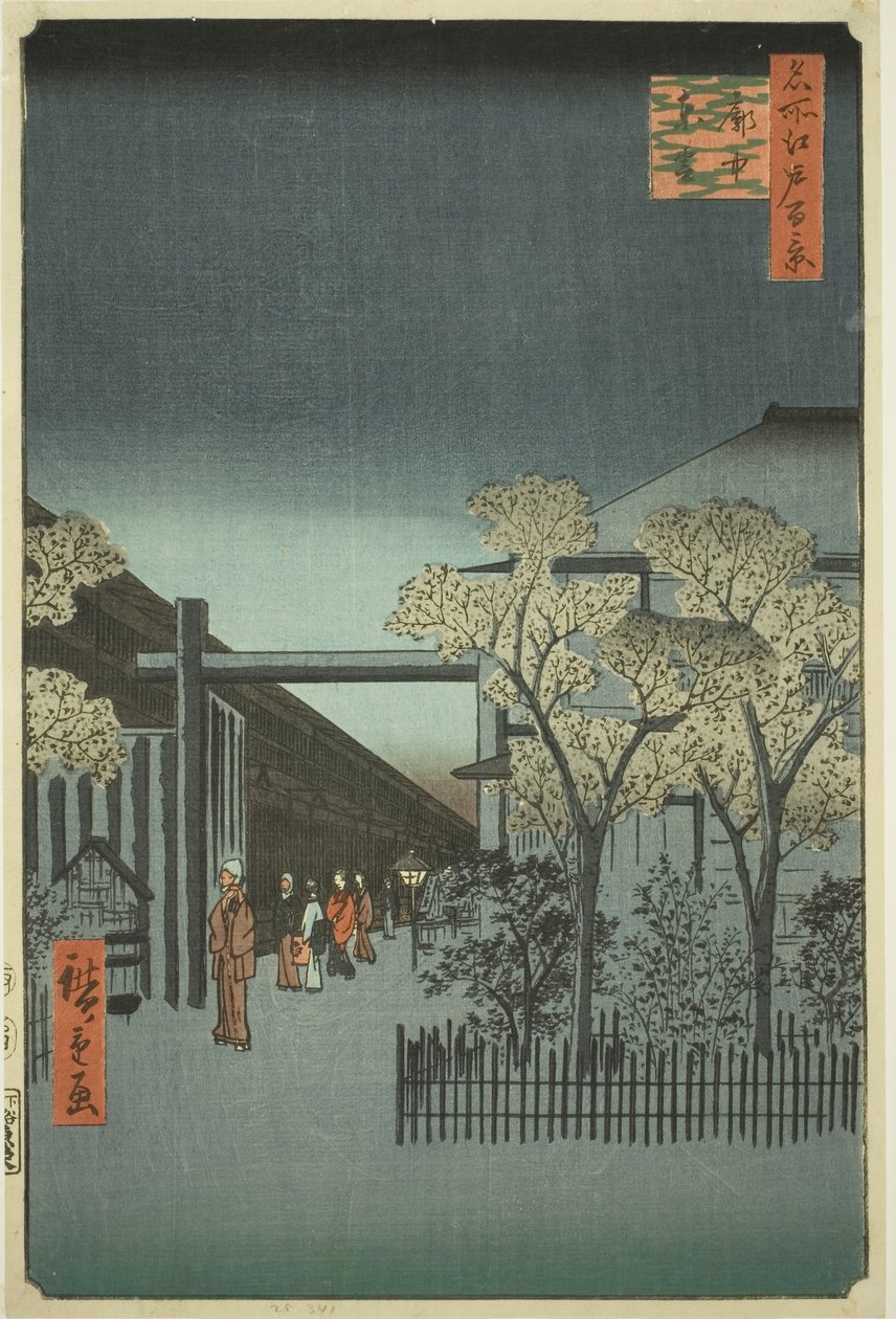 Yoshiwara Vergunde Kwartieren bij Dageraad, uit de serie "Honderd Beroemde Zichten van Edo" door Utagawa Hiroshige