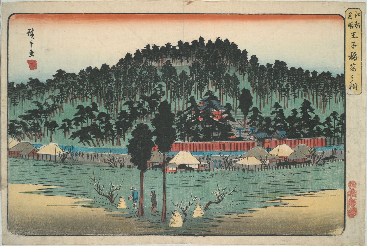 a. Kleine schrijn bij Ōji, uit de serie Beroemde gezichten van Edo door Utagawa Hiroshige