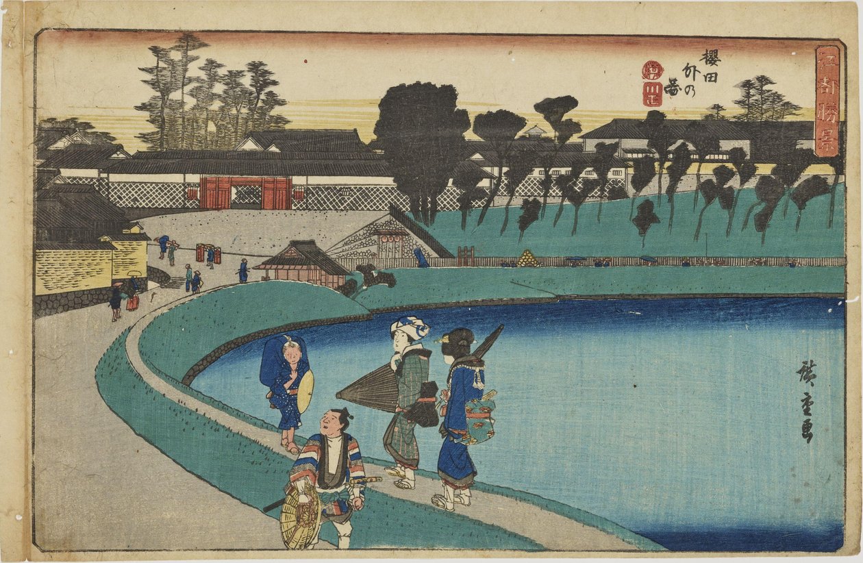 "Buiten de Sakurada-poort" uit de serie "Prachtige uitzichten op Edo" door Utagawa Hiroshige