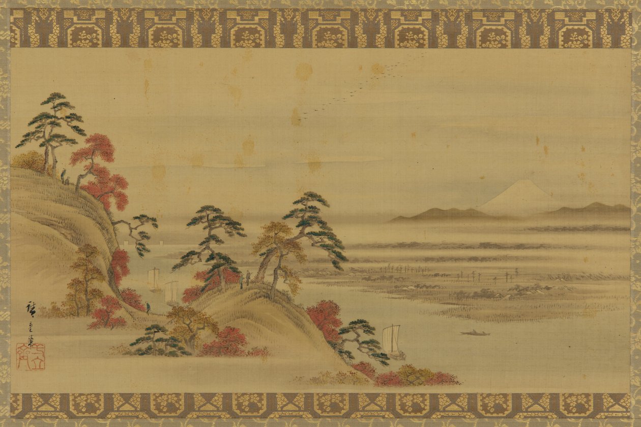 Rivierlandschap: rode bladeren en Mount Fuji, Edo-periode, midden 19e eeuw door Utagawa Hiroshige II