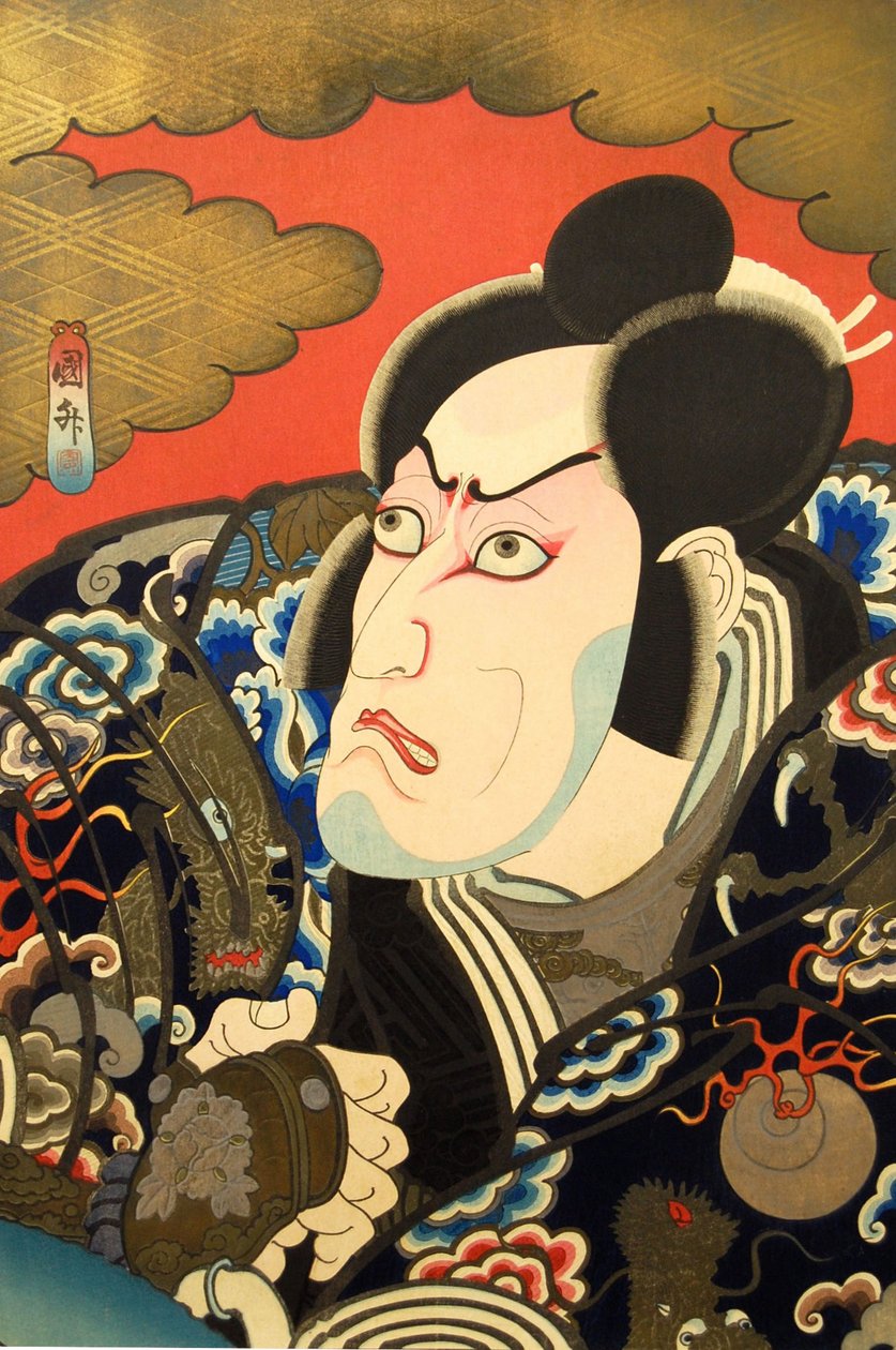 Kabuki-acteur Ichikawa Ebizo V als Kumagai Jiro Naozane door Utagawa Kunimasa