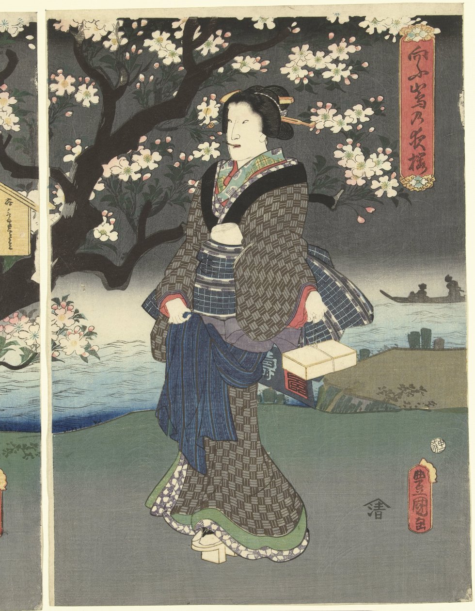 Avond wandeling langs de rivier door Utagawa Kunisada (I)