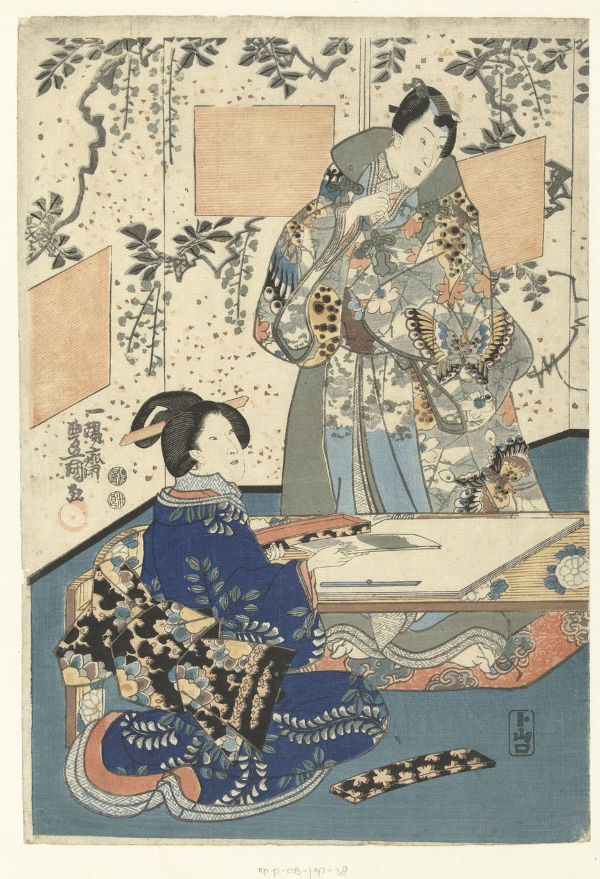 Prins Genji en hofdame door Utagawa Kunisada (I)