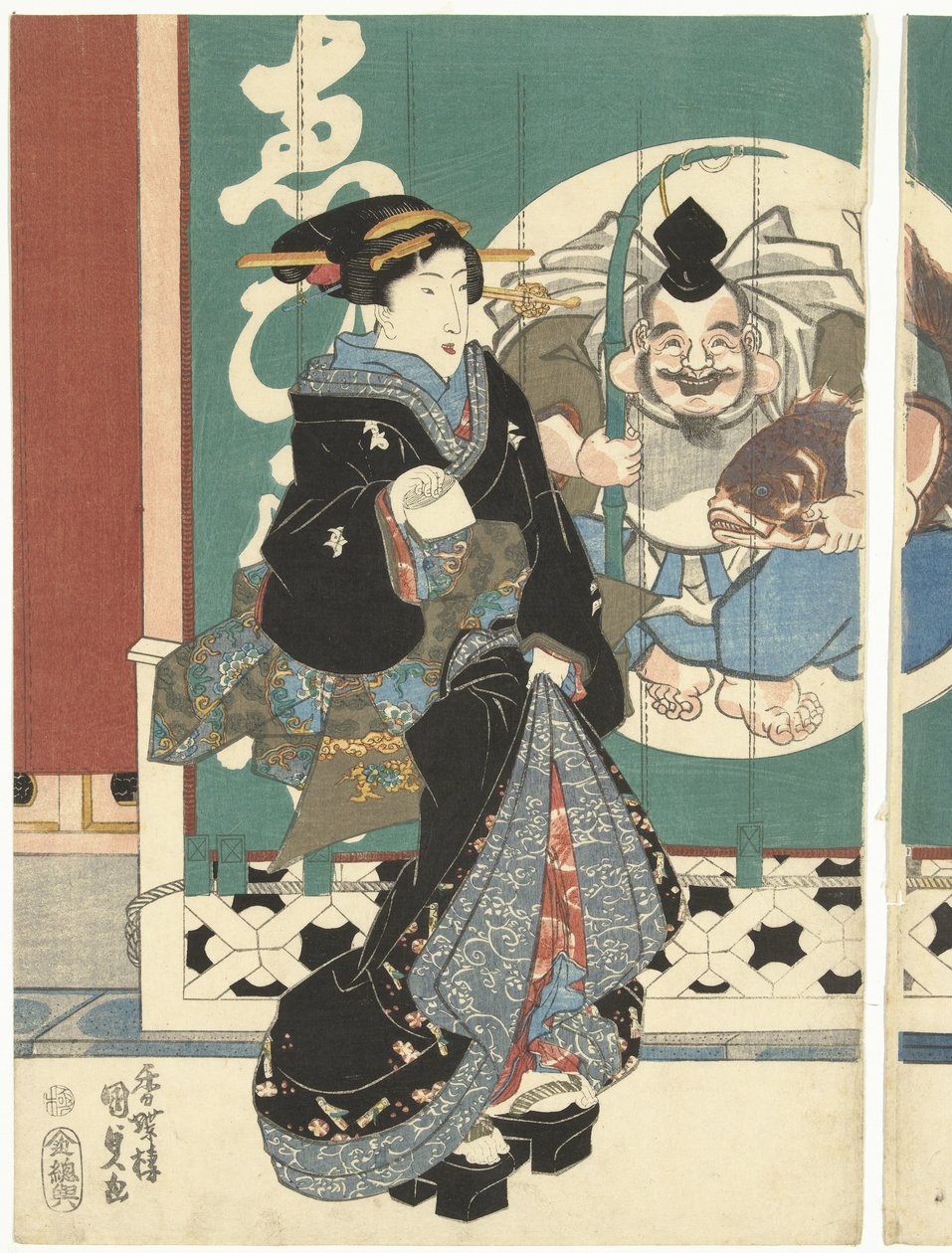 Vrouwen bij de Ebisuya winkel door Utagawa Kunisada (I)