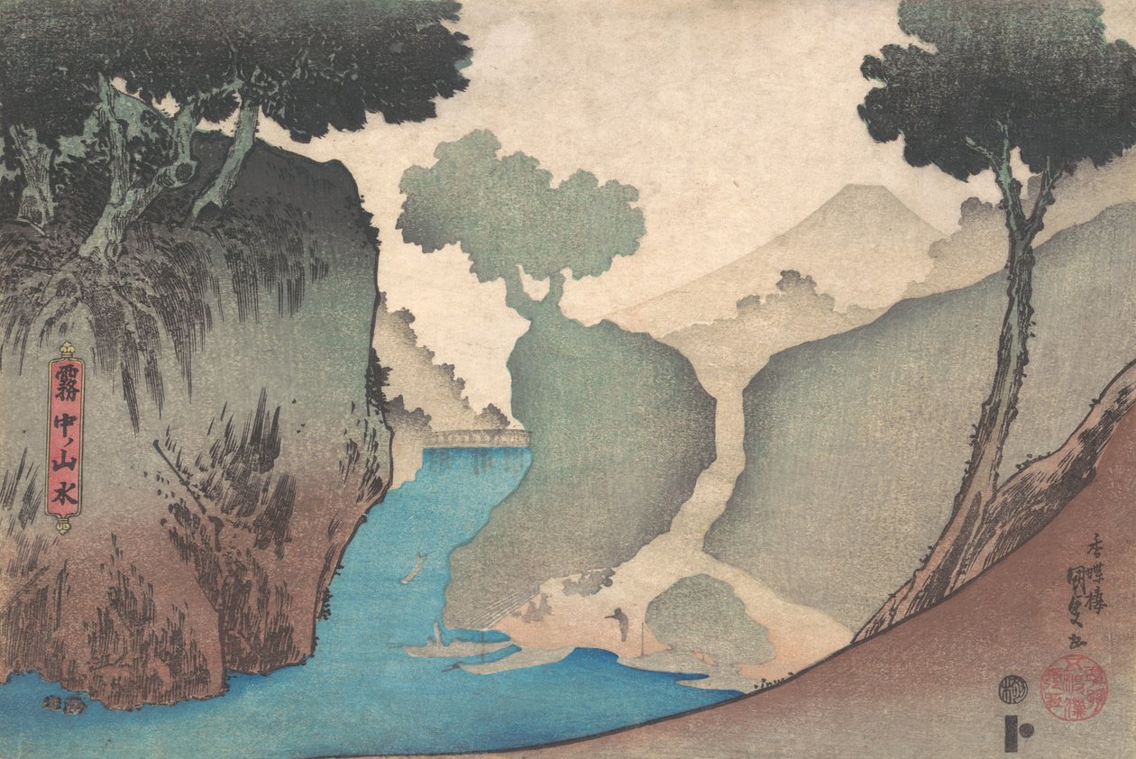 Landschap in de mist door Utagawa Kunisada