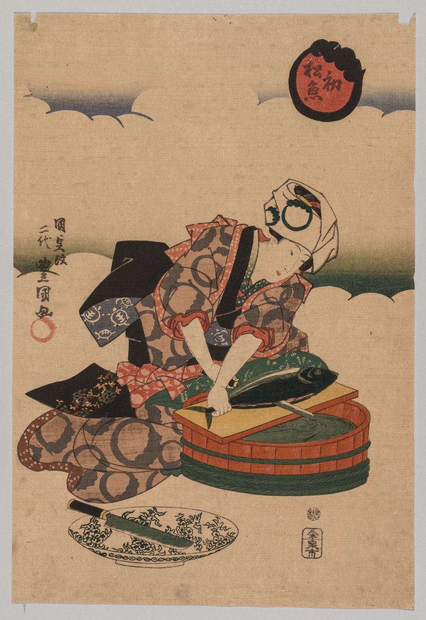 Voorbereiding van Bonita, 1823-1880 door Utagawa Kunisada