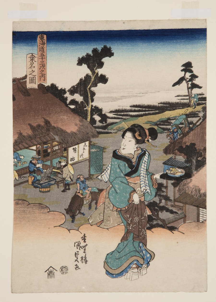 Uitzicht op Kuwana door Utagawa Kunisada