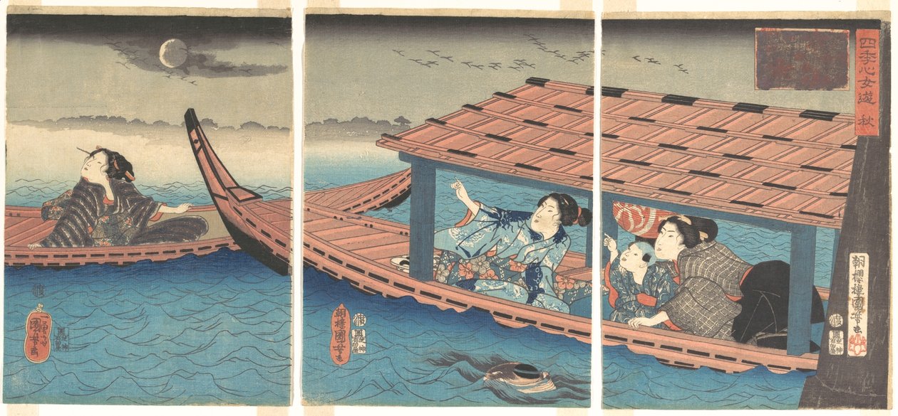 Herfst, uit de serie ‘Vrouwelijke geneugten van de vier seizoenen’ door Utagawa Kuniyoshi