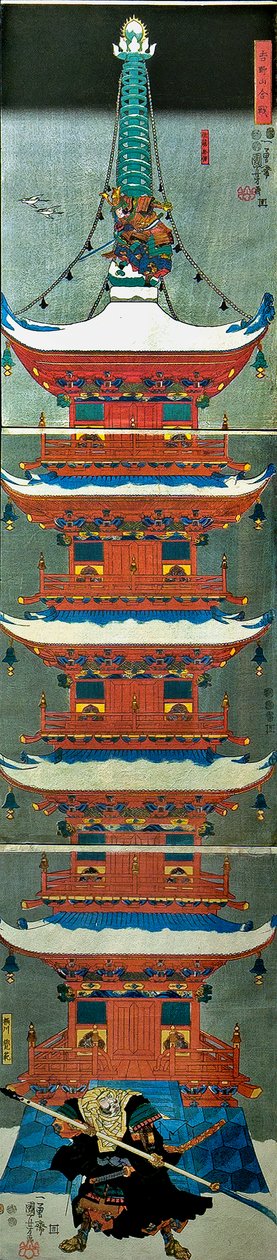 Slag op de berg Yoshino (Yoshinoyama kassen), ca. 1851 door Utagawa Kuniyoshi