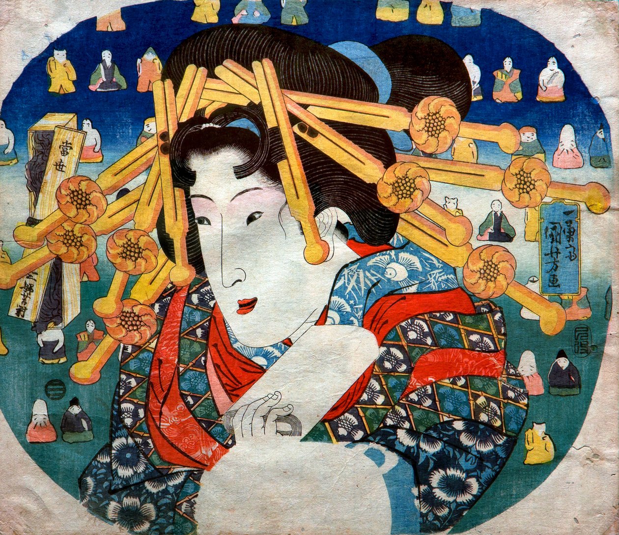 Courtisane Serie: Moderne Drie Moeilijkheden voor Vrouwen (Tōsei sanpukutsui), ca.1833 door Utagawa Kuniyoshi