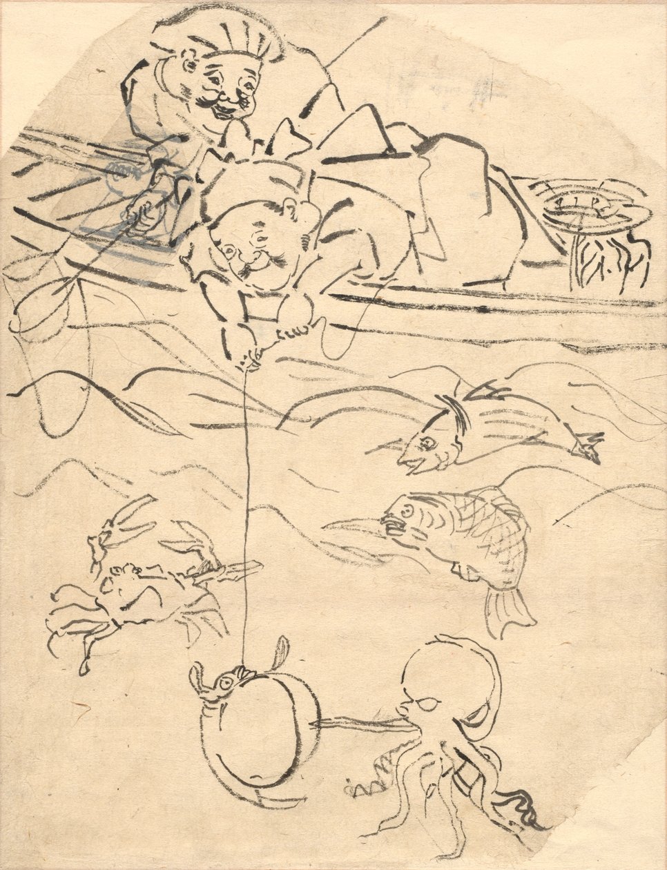 Daikoku en Ebisu, Twee van de Zeven Goden van Geluk door Utagawa Kuniyoshi