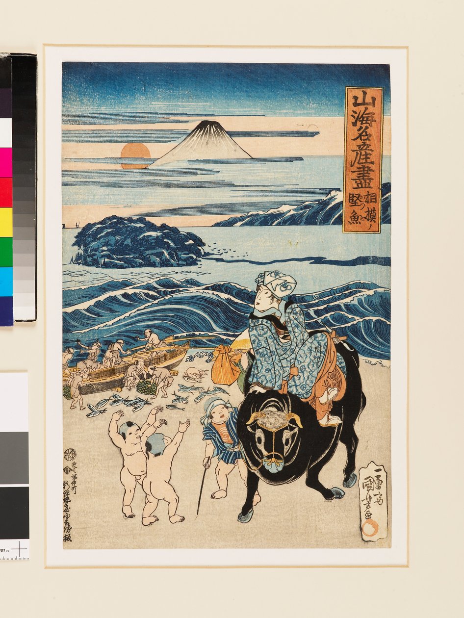 Gedroogde vis uit Sagami,1823 (houtsnede) door Utagawa Kuniyoshi