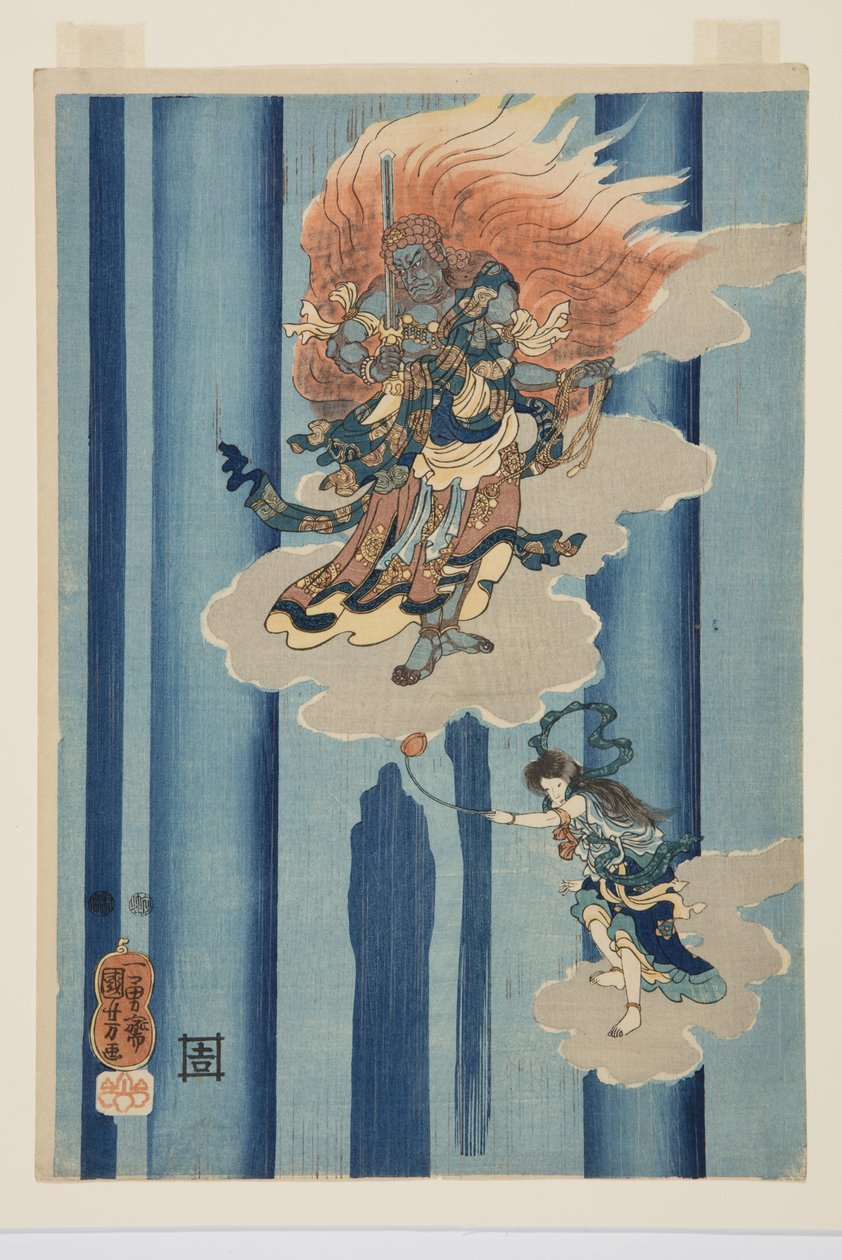 Mongaku Shonin onder de waterval door Utagawa Kuniyoshi