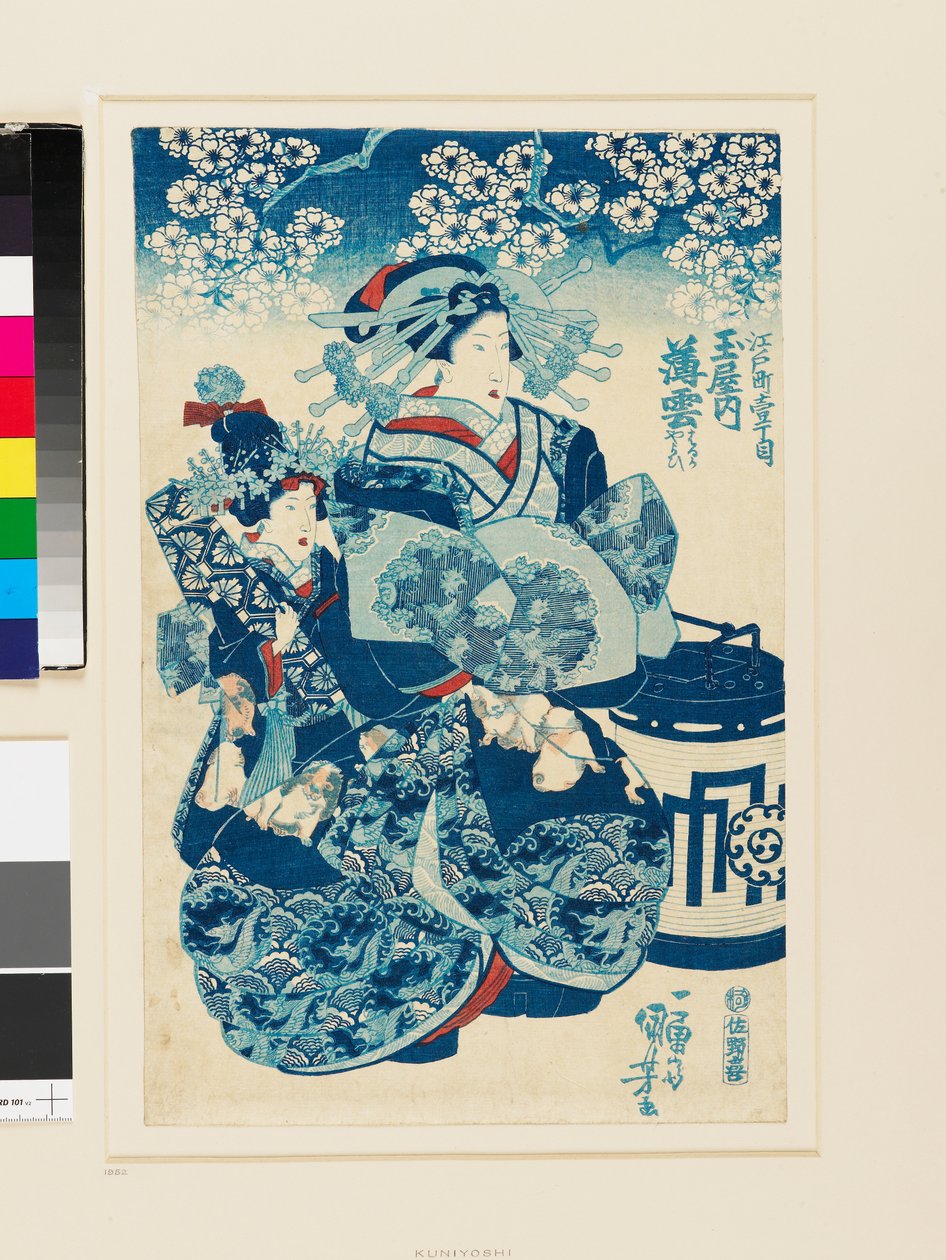 De courtisane Usugumo van het Tamaya theehuis door Utagawa Kuniyoshi