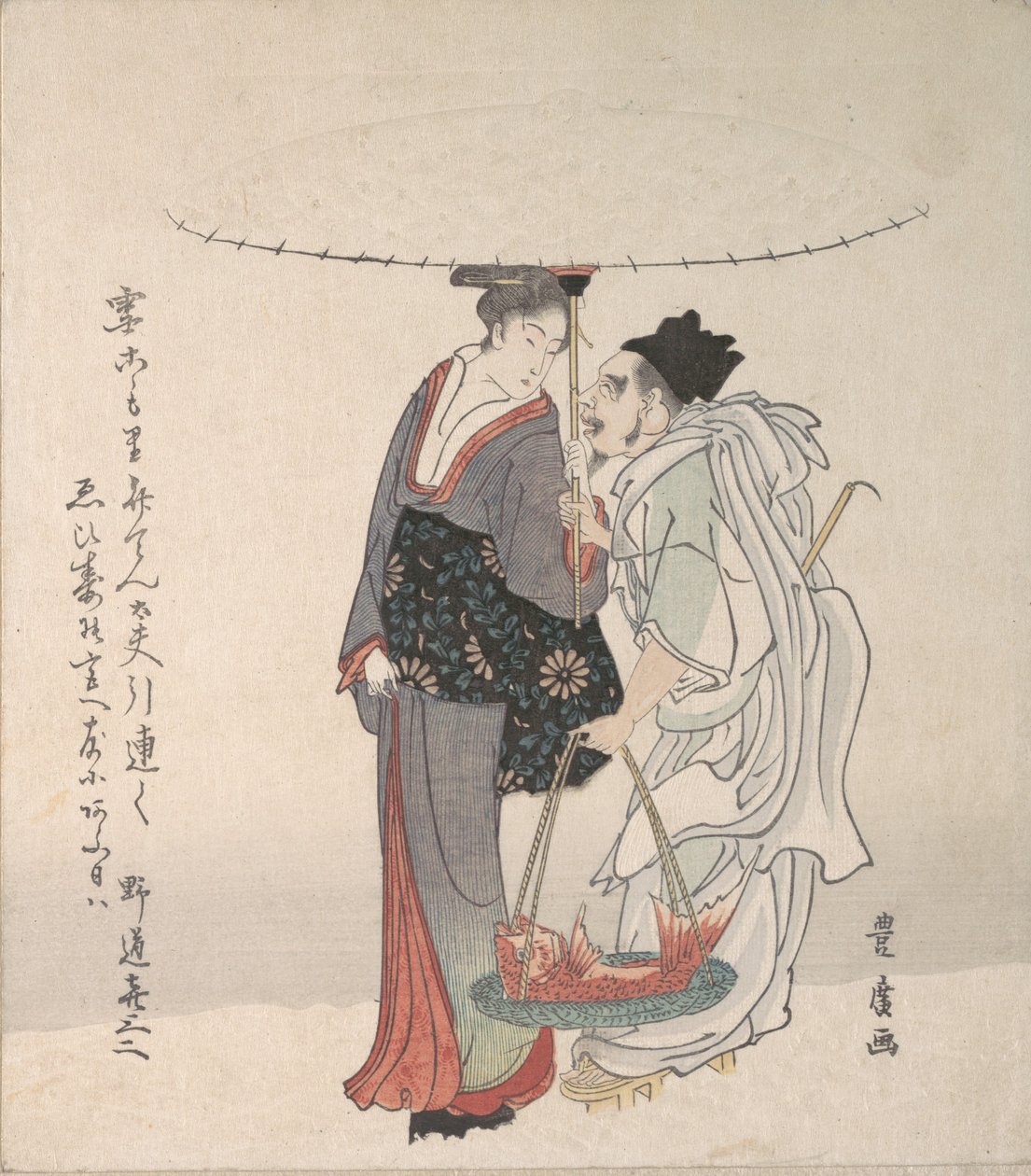 Ebisu en Benten Wandelen in de Sneeuw door Utagawa Toyohiro