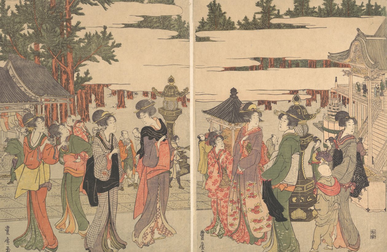 Horinouchi Myo-ho-ji Eho Mairi no Zu, ca. 1804 door Utagawa Toyohiro