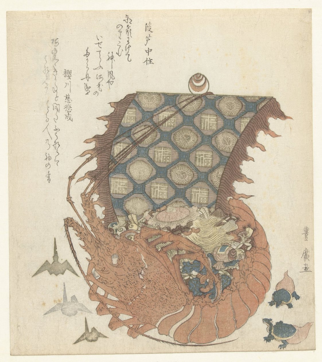 Langoustine als takarabune door Utagawa Toyohiro