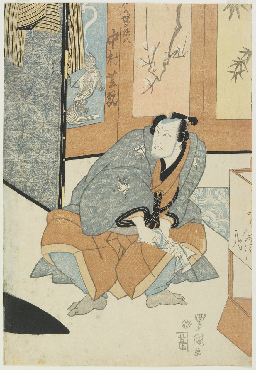 Acteur Nakamura Shikan als Magohachi van Takenozuka door Utagawa Toyokuni
