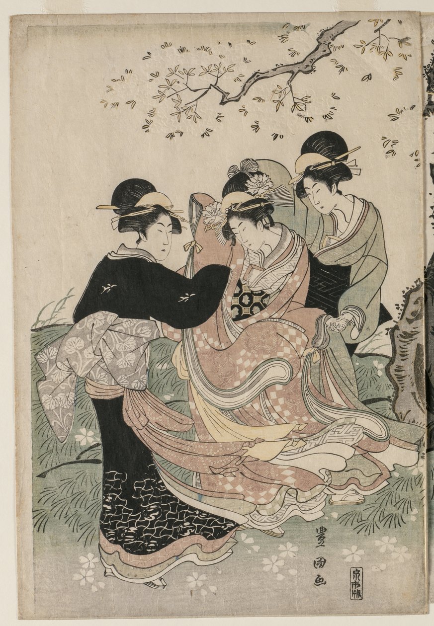 Kersenbloesem in de wind door Utagawa Toyokuni