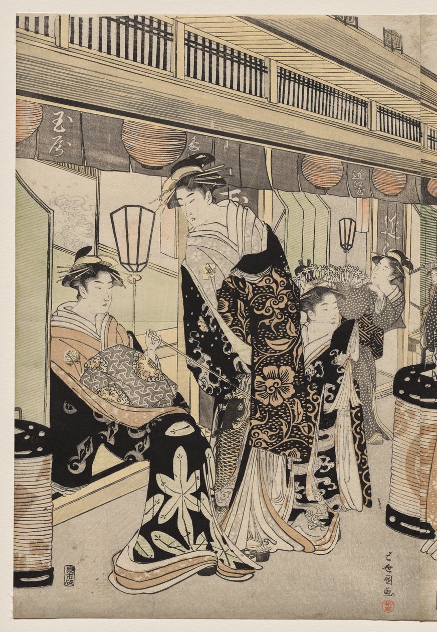 Courtisanes Wandelen op de Nakanochō door Utagawa Toyokuni