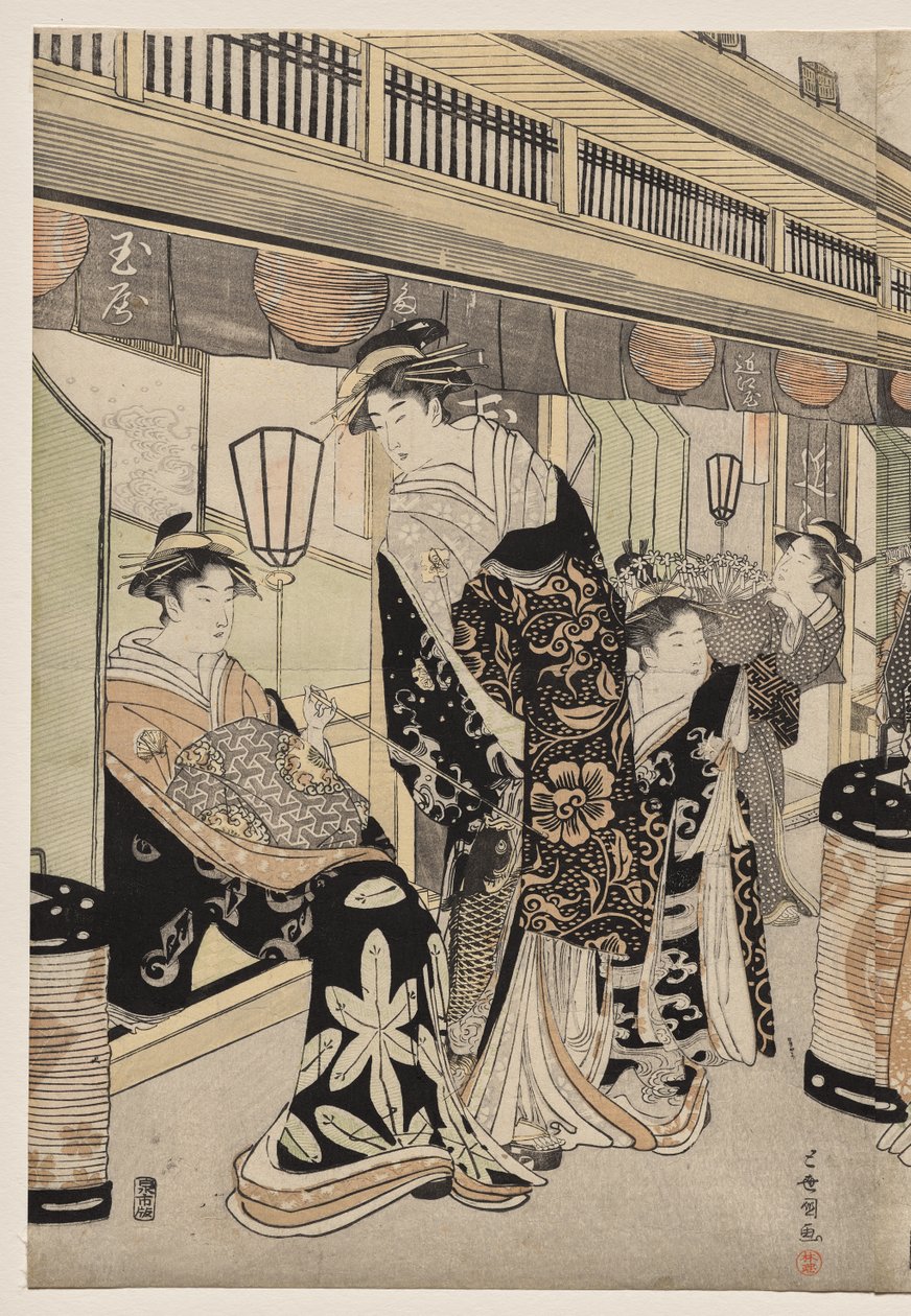 Courtisanes Wandelen op de Nakanochō door Utagawa Toyokuni