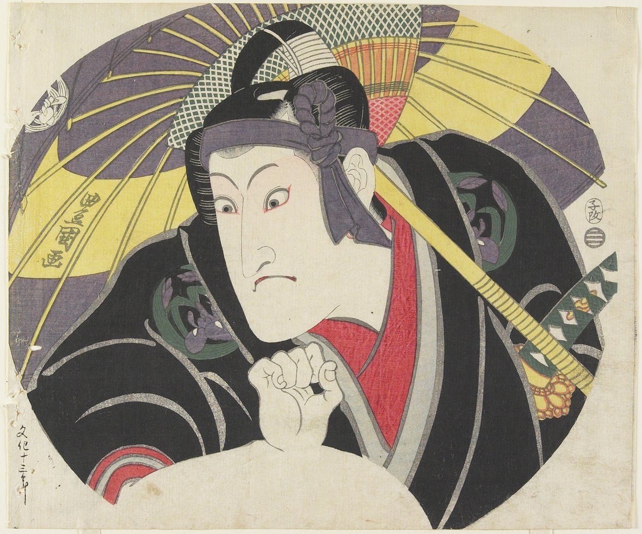 Iwai Hanshiro V als Sukeroku, 1816 door Utagawa Toyokuni