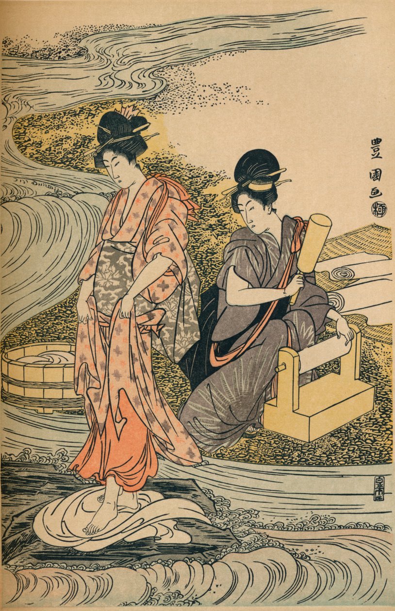 Linnen Wassen, ca. 1800 door Utagawa Toyokuni