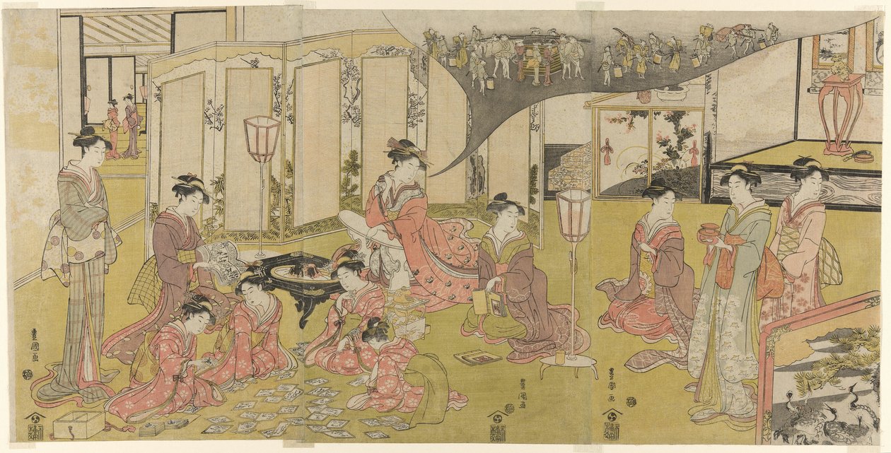 Het Kaartspel door Utagawa Toyokuni I
